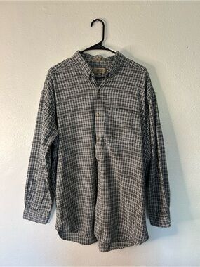 Men's Long-Sleeve Plaid Button-Down Shirt - Black & Gray